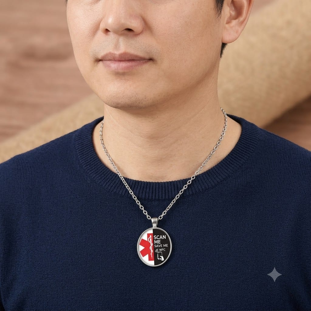 Scan Me Save Me medical necklace pendant